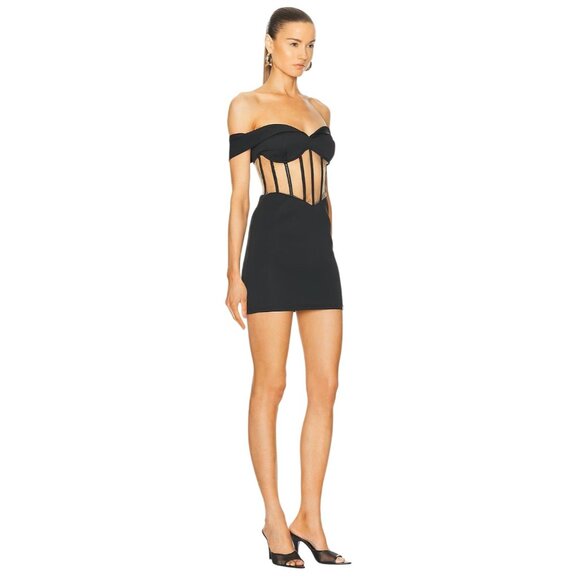RTA Evie Mini Dress in Black Small New Womens Corset Boned Sheer Party - Picture 3 of 14